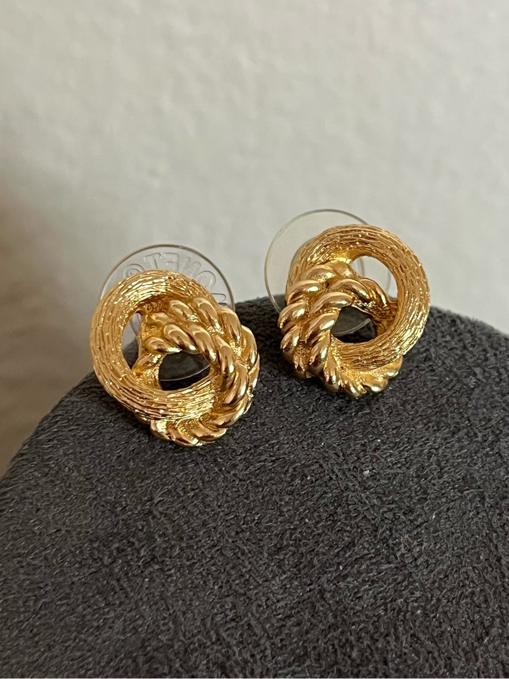Authentic Vintage Dior Interlocking Knot Braided Rope 14k Gold Post Earrings